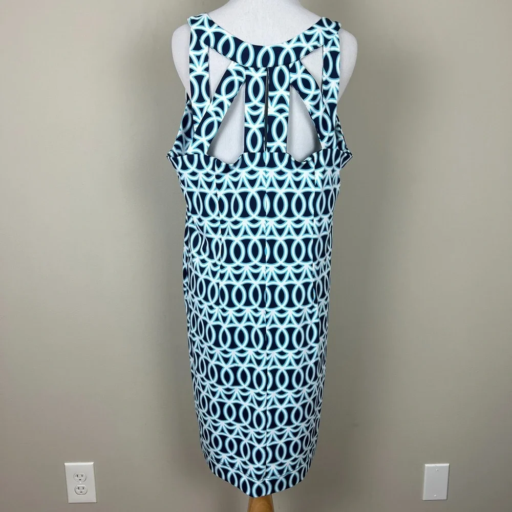 LULU B Dress‎ Womens XL Blue Geometric Sleeveless UPF 50 Strappy Travel Resort